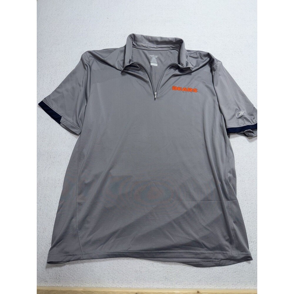 Reebok RBK Chicago Bears NFL Men's XL Gray 1/4 Zip Polo Shirt Playdry